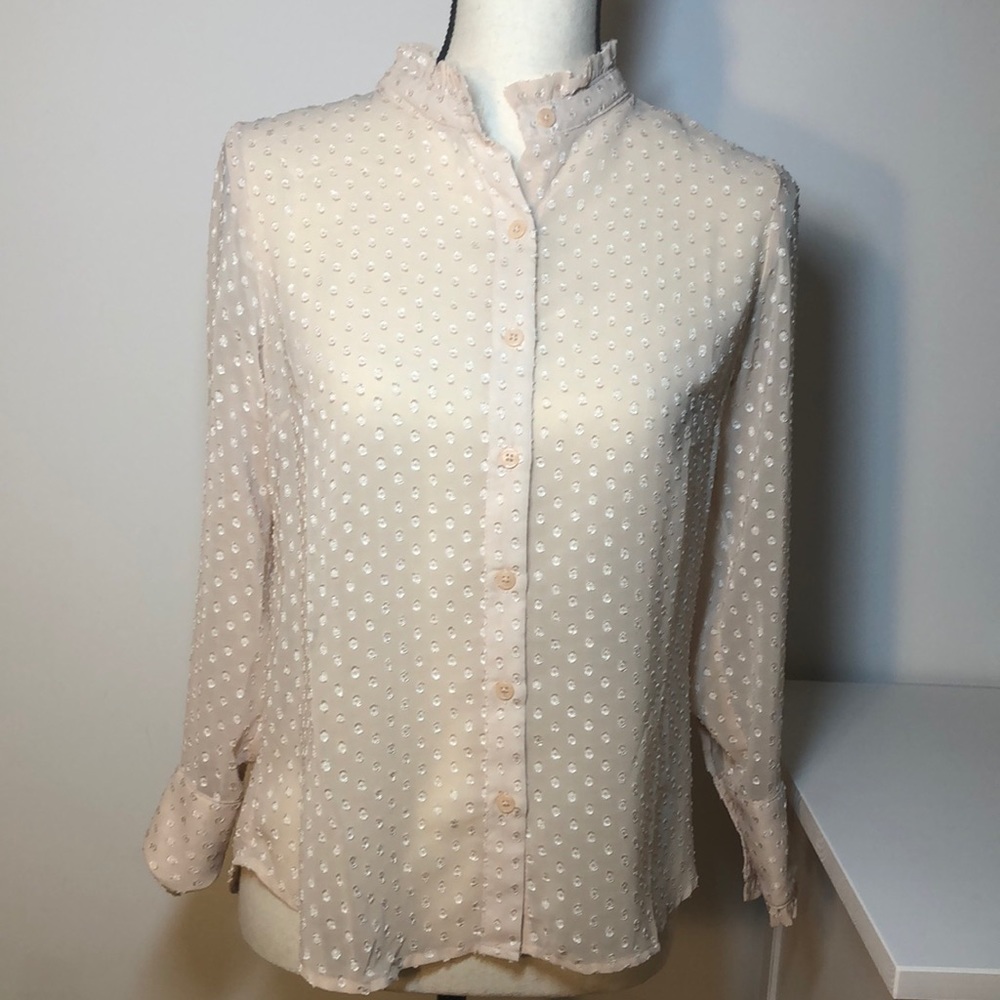 Banana Republic Pink Polkdot Button Down Shirt